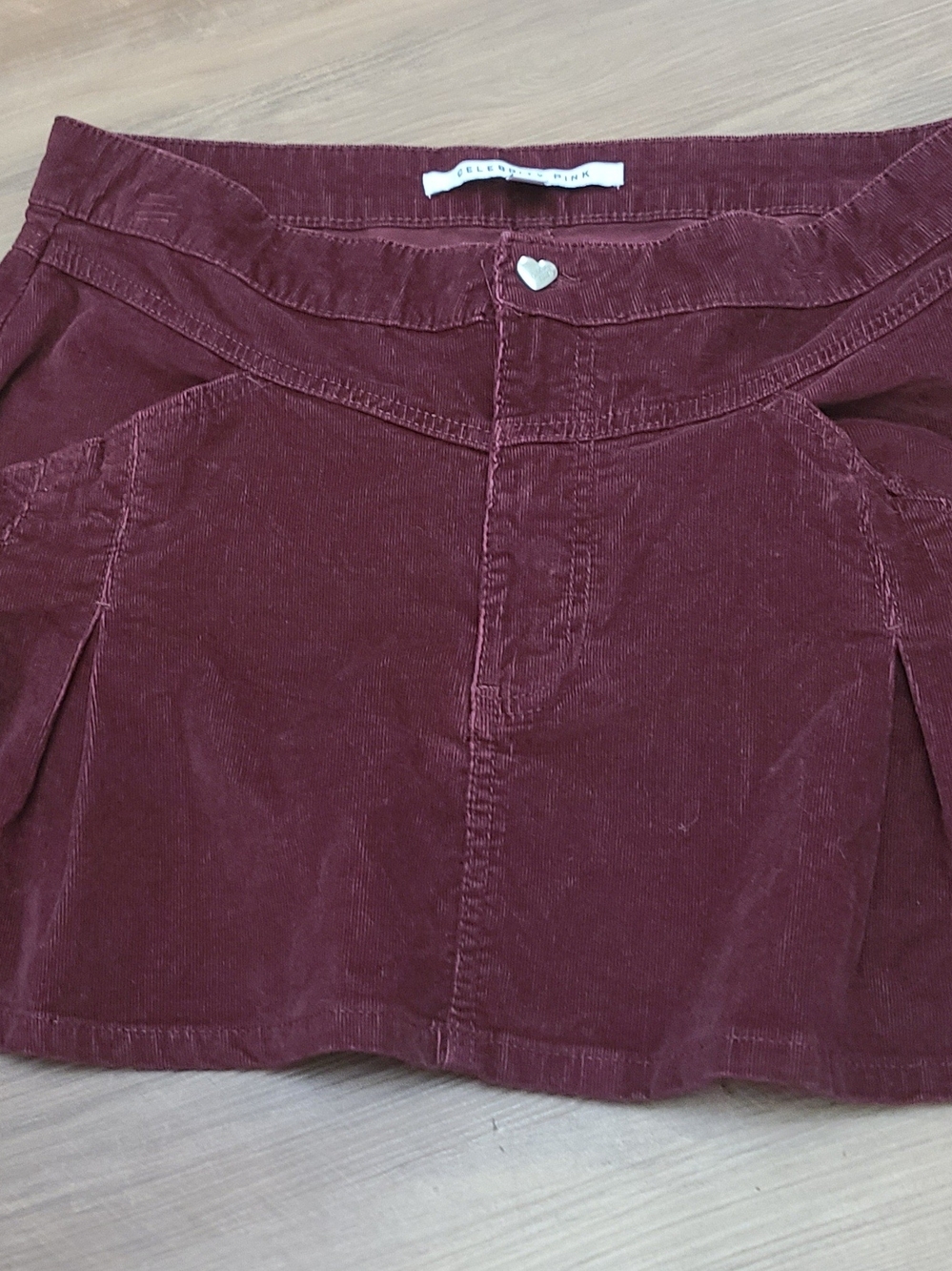 Celebrity Pink Women's Western Y2K Pleated Corduroy Mini Skirt